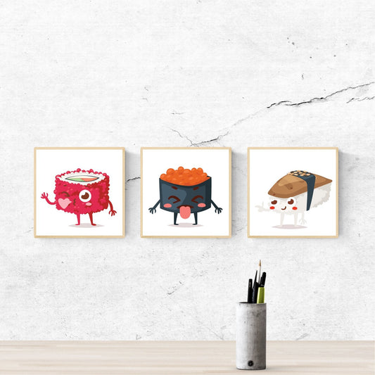Set de Tres láminas Sushi. Pack de Tres Poster para enmarcar con imágenes de Sushi.-Artwork-Nacnic-Nacnic Estudio SL