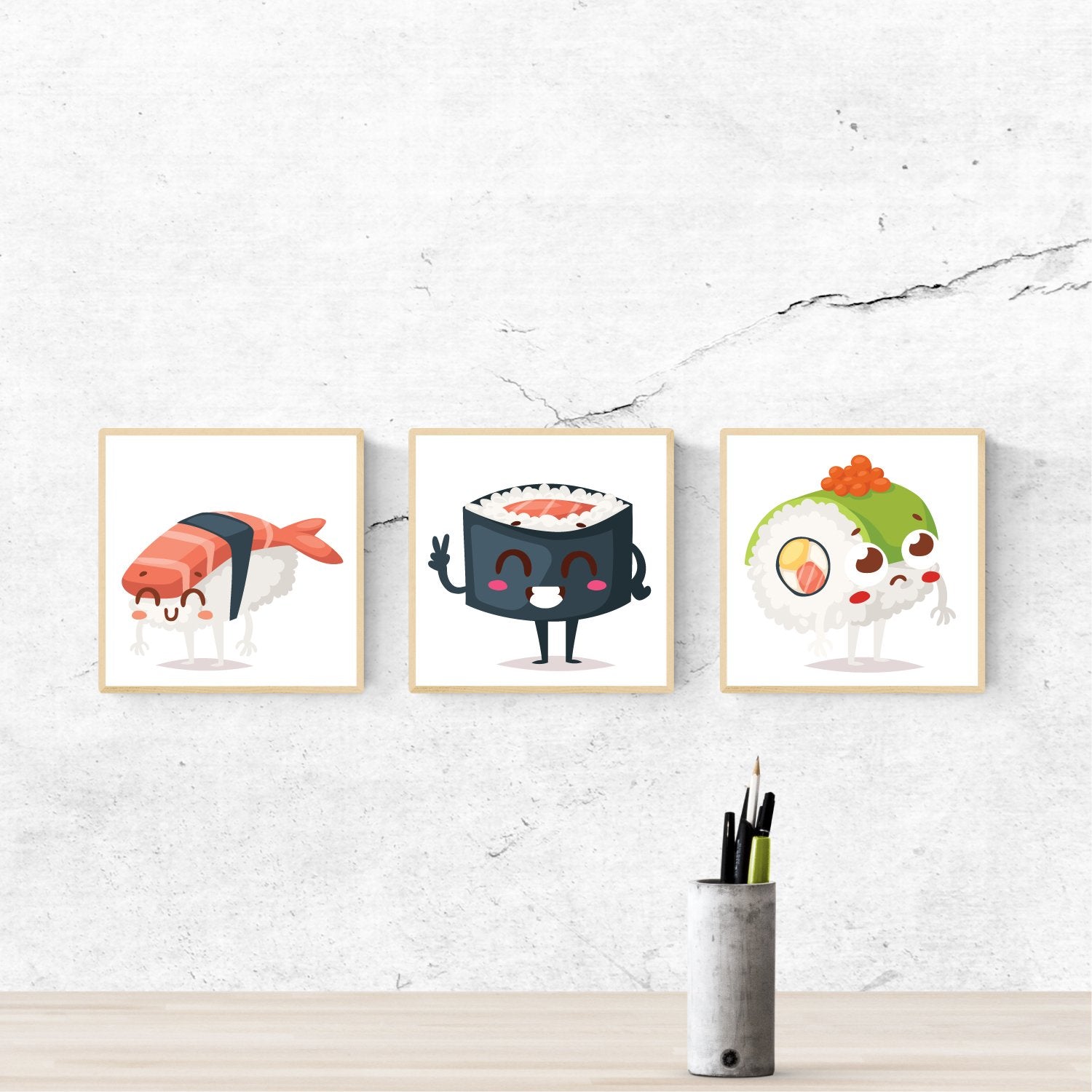 Set de tres láminas SUSHI. Pack de tres poster para enmarcar con imágenes de sushi.-Artwork-Nacnic-Nacnic Estudio SL