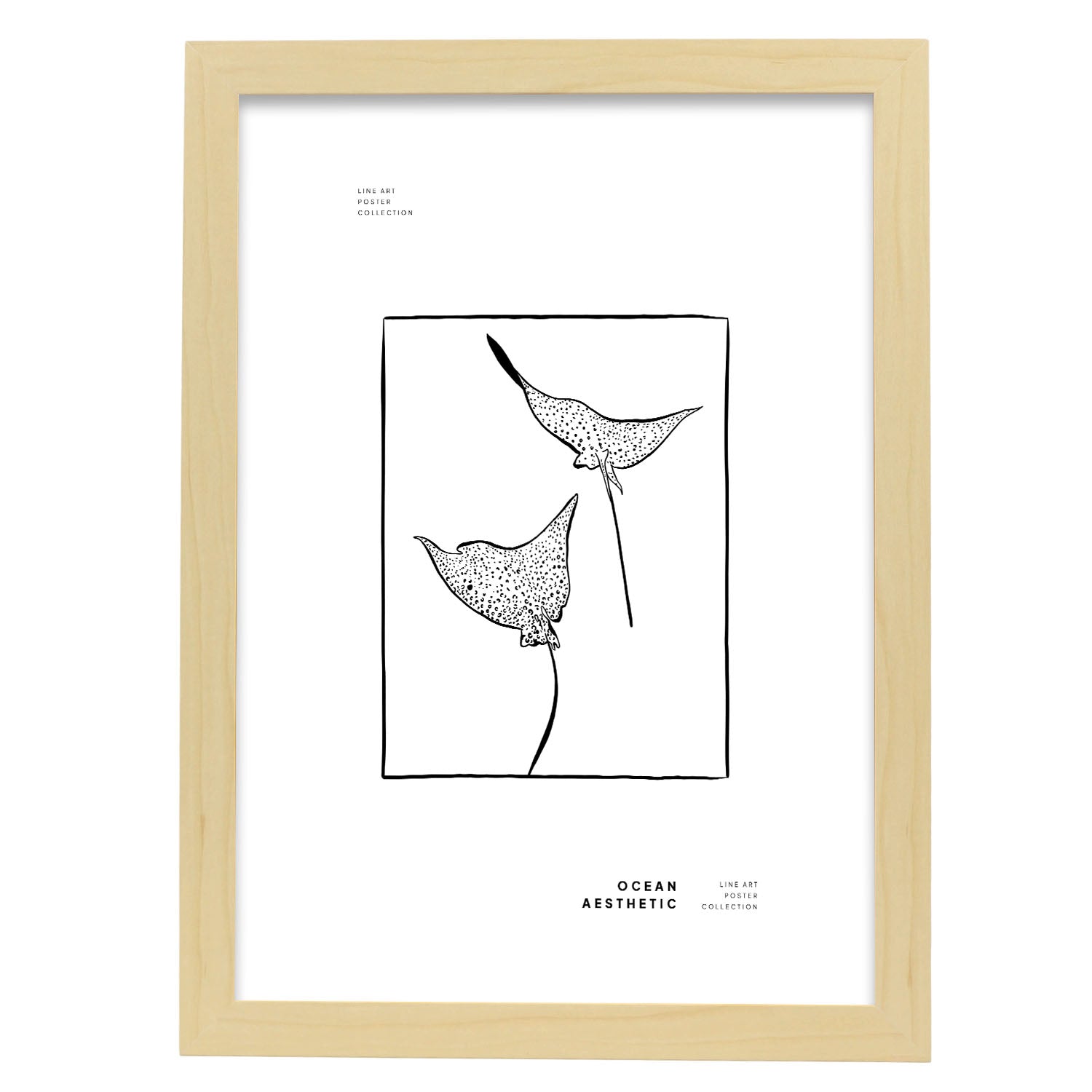 Spotted eagle rays-Artwork-Nacnic-A3-Marco Madera clara-Nacnic Estudio SL