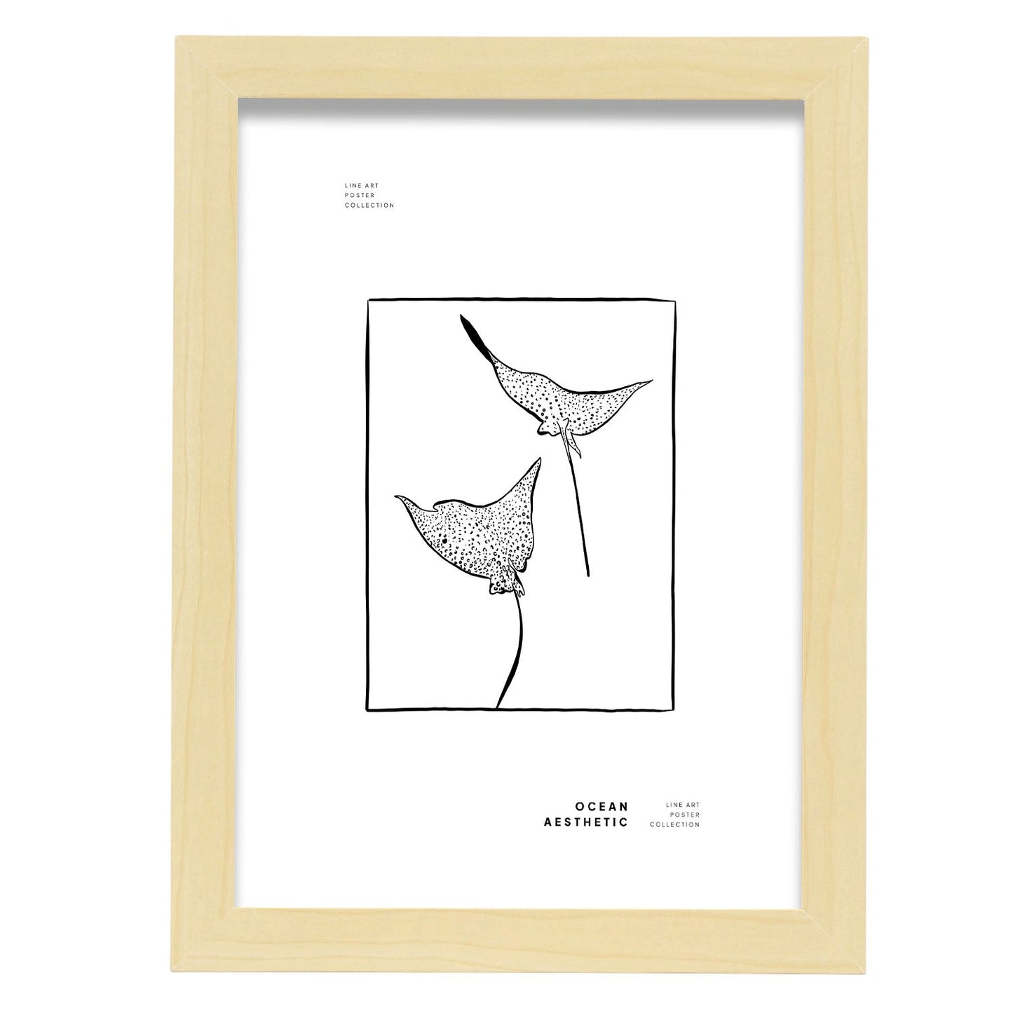Spotted eagle rays-Artwork-Nacnic-A4-Marco Madera clara-Nacnic Estudio SL