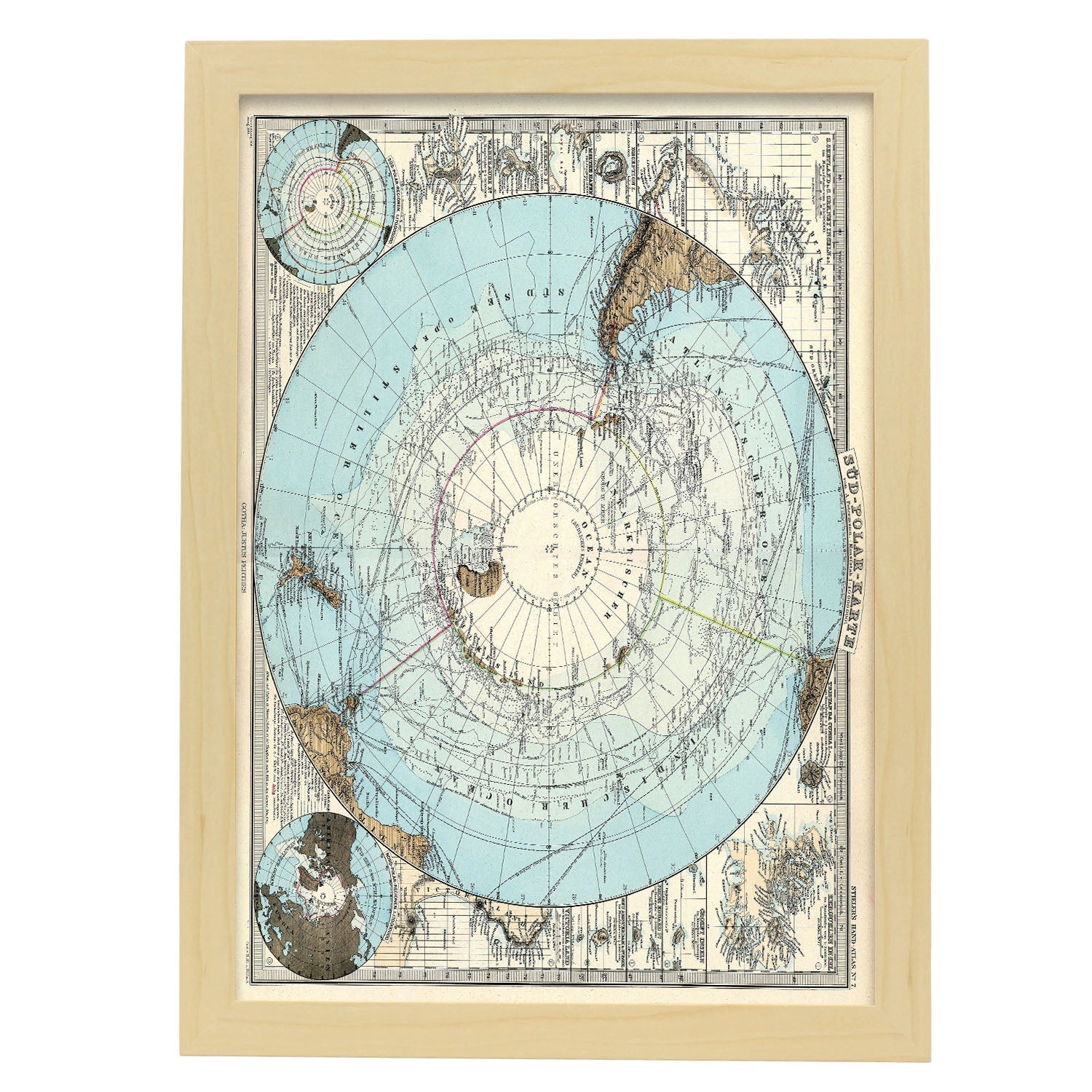 Stielers_Handatlas_1891_map-of-Antarctic-Artwork-Nacnic-A3-Marco Madera clara-Nacnic Estudio SL