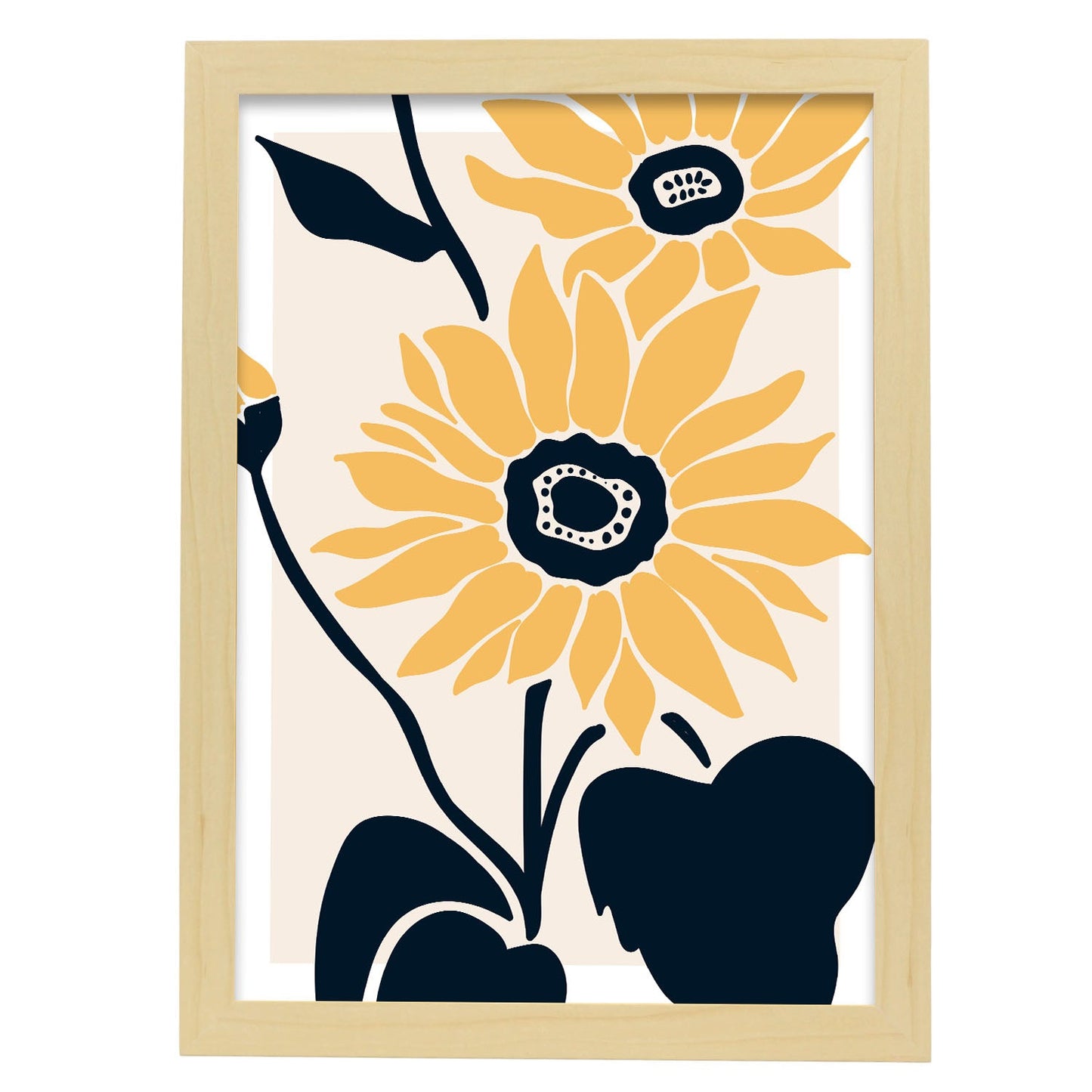 Sunflowers-Artwork-Nacnic-A3-Marco Madera clara-Nacnic Estudio SL