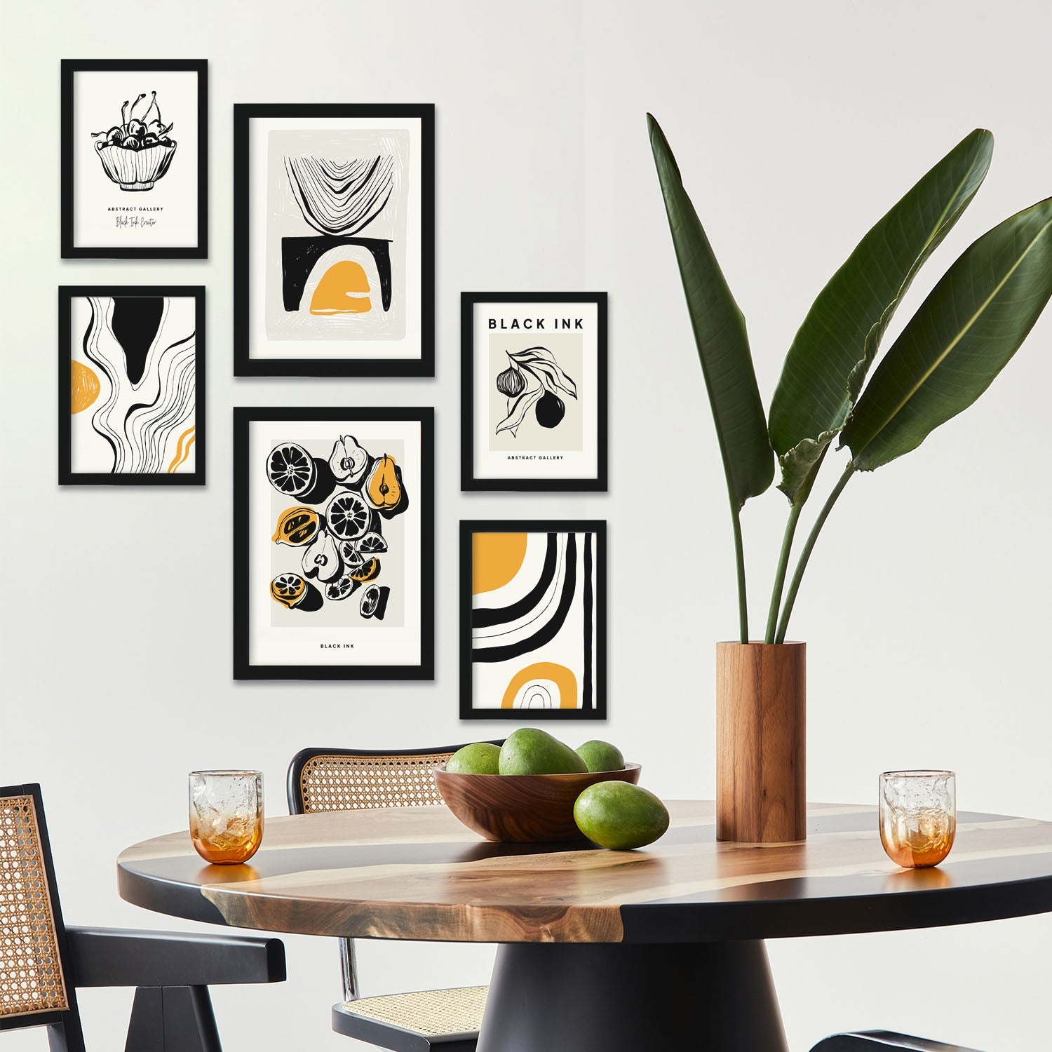Thick Black Ink Posters. Fruits. Artistic and Abstract Aesthetic-Artwork-Nacnic-Nacnic Estudio SL