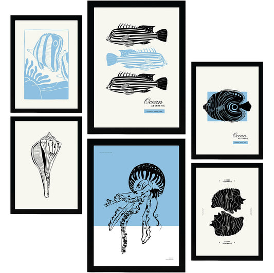 Thick Black Ink Posters. Ocean Creatures. Artistic Marine Aesthetic-Artwork-Nacnic-Nacnic Estudio SL