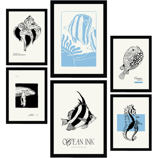 Thick Black Ink Posters. Ocean Patterns. Artistic Marine Aesthetic-Artwork-Nacnic-Nacnic Estudio SL