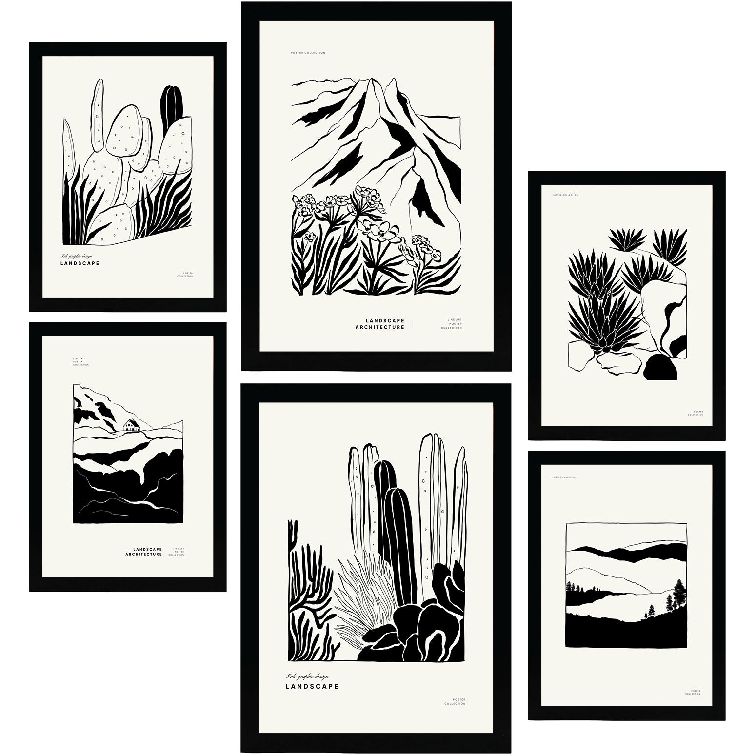Thick Black Ink Posters. Plant Corners. Desert Inspired Landscapes-Artwork-Nacnic-Nacnic Estudio SL