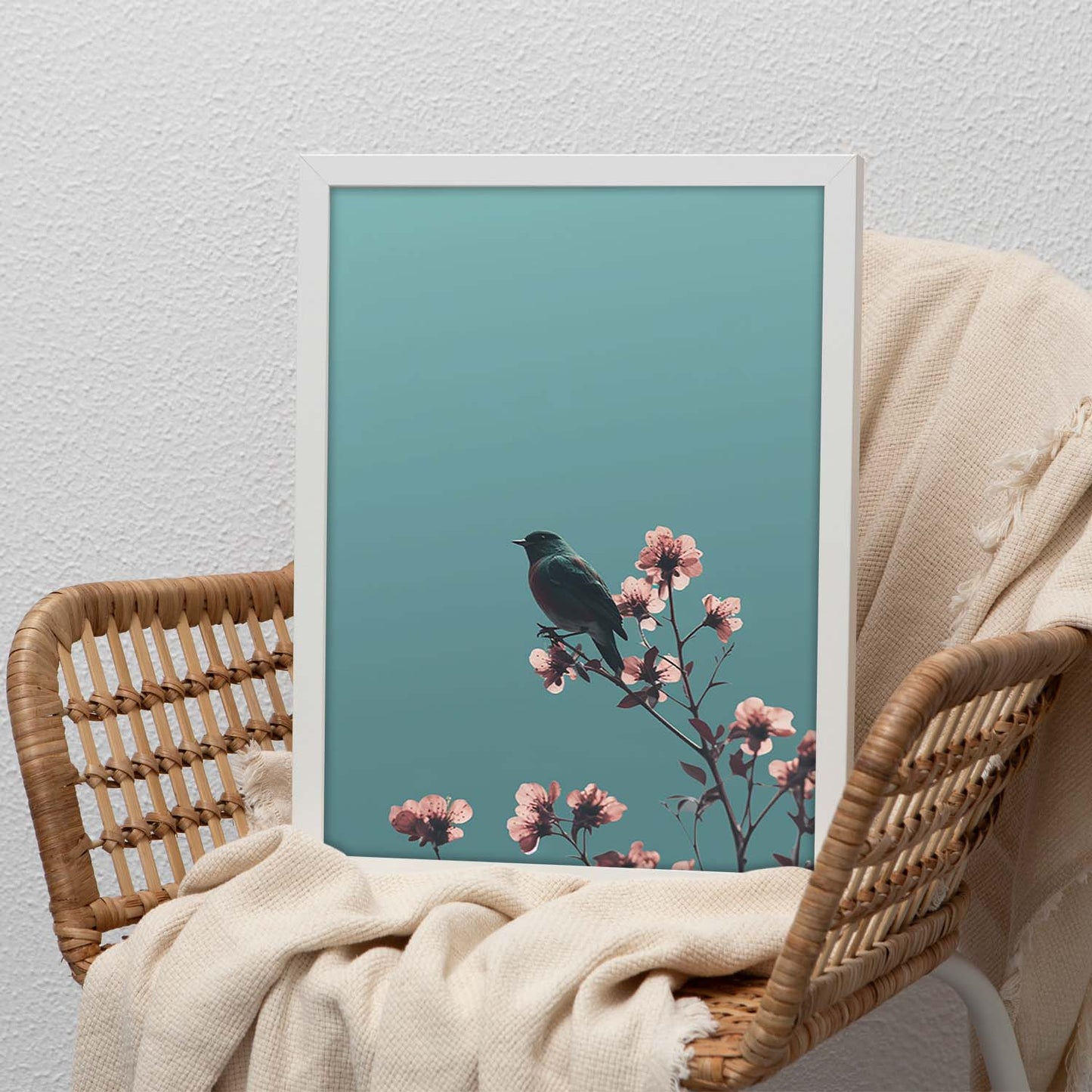 Poster Minimalista de Flores y Pájaros