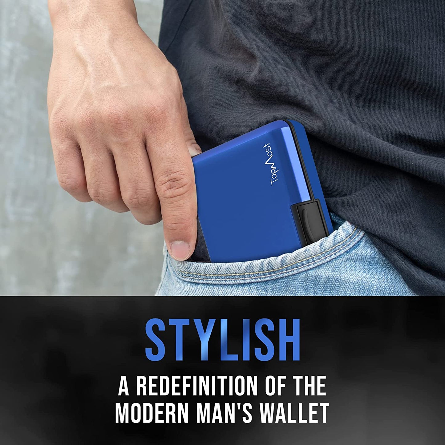 Billetera de Aluminio con Bloqueo RFID y Porta Tarjetas Unisex - Azul