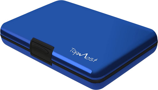 Billetera de Aluminio con Bloqueo RFID y Porta Tarjetas Unisex - Azul