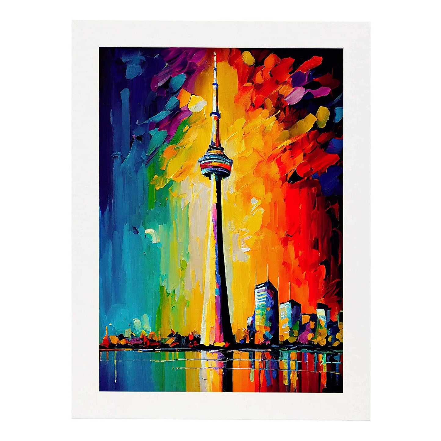 Torre Nacnic CN Toronto Toronto Canadá Cepillo de pintura al óleo Choques C. Estampados de arte de pared estético para el diseño de dormitorio o sala de estar.-Artwork-Nacnic-A4-Marco Blanco-Nacnic Estudio SL