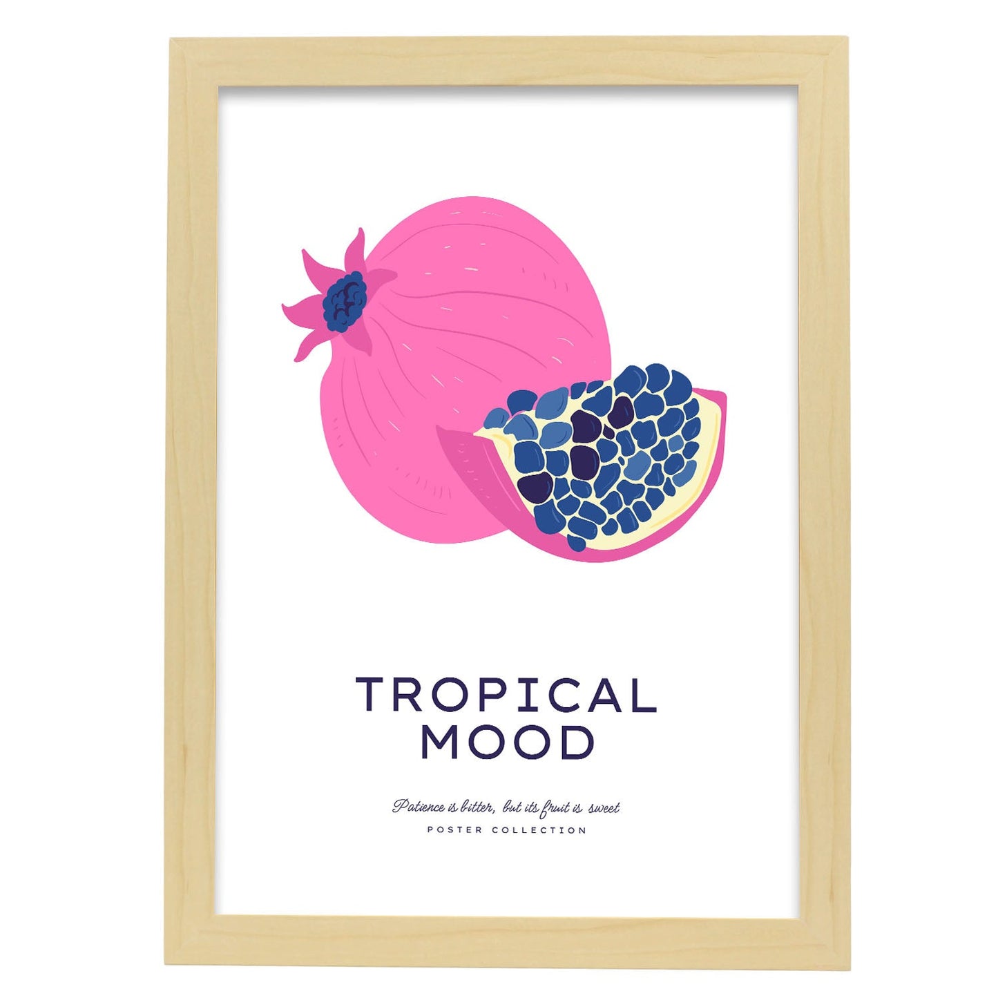 Tropical Mood Pomegranate-Artwork-Nacnic-A3-Marco Madera clara-Nacnic Estudio SL