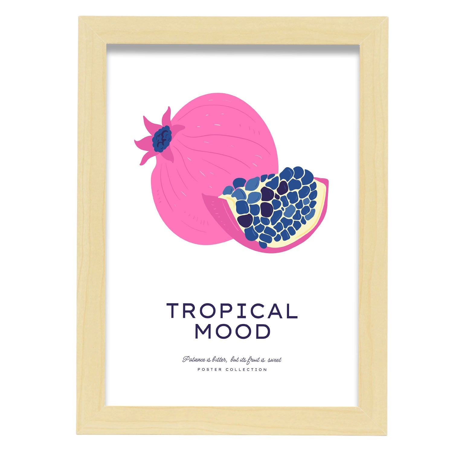 Tropical Mood Pomegranate-Artwork-Nacnic-A4-Marco Madera clara-Nacnic Estudio SL