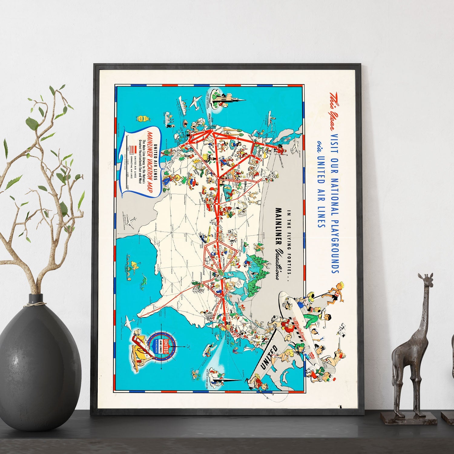 United_Air_Lines_mainliner_vacation_map_-_the_main_line_airway_to_the_nations_greatesst_vacationlands_east_and_west-Artwork-Nacnic-Nacnic Estudio SL