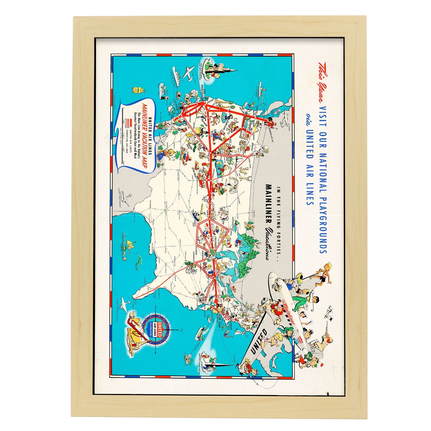 United_Air_Lines_mainliner_vacation_map_-_the_main_line_airway_to_the_nations_greatesst_vacationlands_east_and_west-Artwork-Nacnic-A3-Marco Madera clara-Nacnic Estudio SL