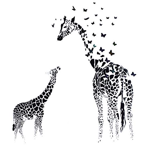 Vinilo decorativo Pegatina de pared Adhesiva Girafa con Mariposas para dormitorios, salones, estudios, oficinas
 Motivos animales Vinilo de diseño-Nacnic-Nacnic Estudio SL