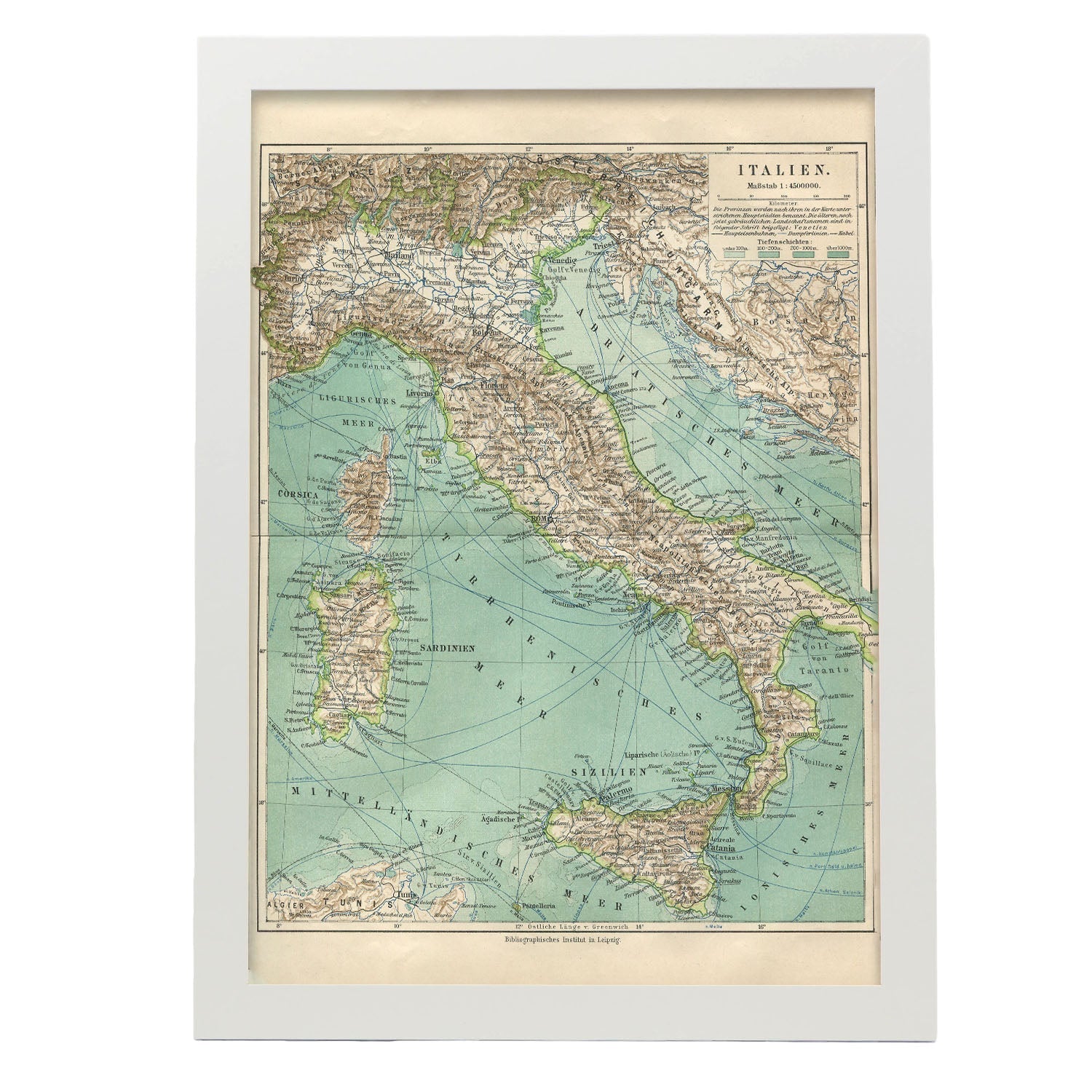 Vintage Map of Italy-Artwork-Nacnic-A3-Marco Blanco-Nacnic Estudio SL