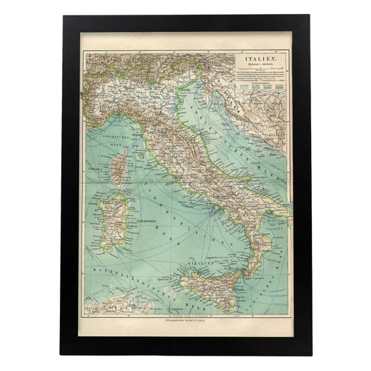 Vintage Map of Italy-Artwork-Nacnic-A3-Sin marco-Nacnic Estudio SL