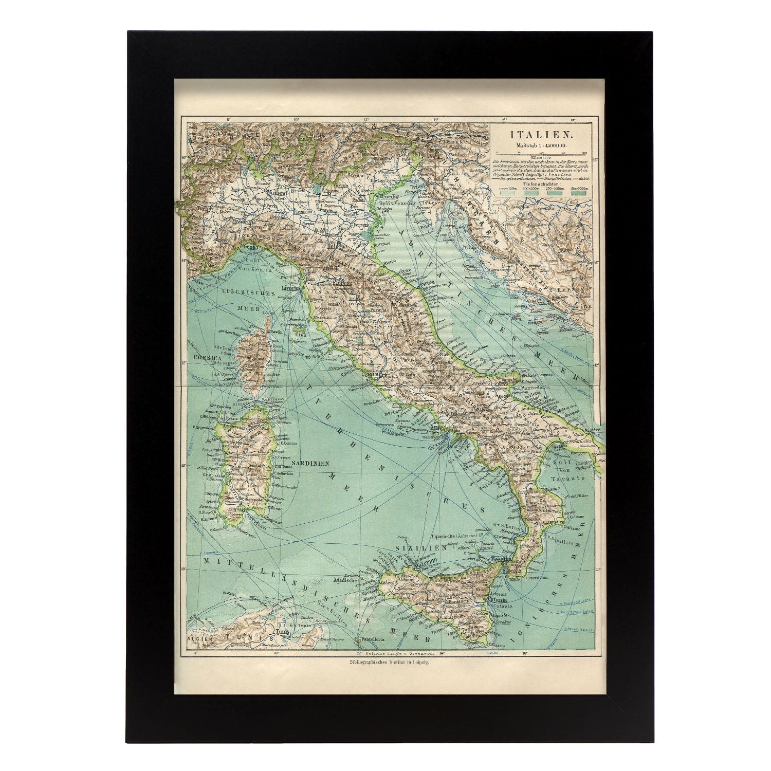 Vintage Map of Italy-Artwork-Nacnic-A4-Sin marco-Nacnic Estudio SL