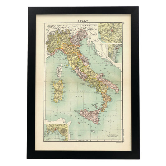 Vintage Map of Italy Citizen Atlas-Artwork-Nacnic-A3-Sin marco-Nacnic Estudio SL