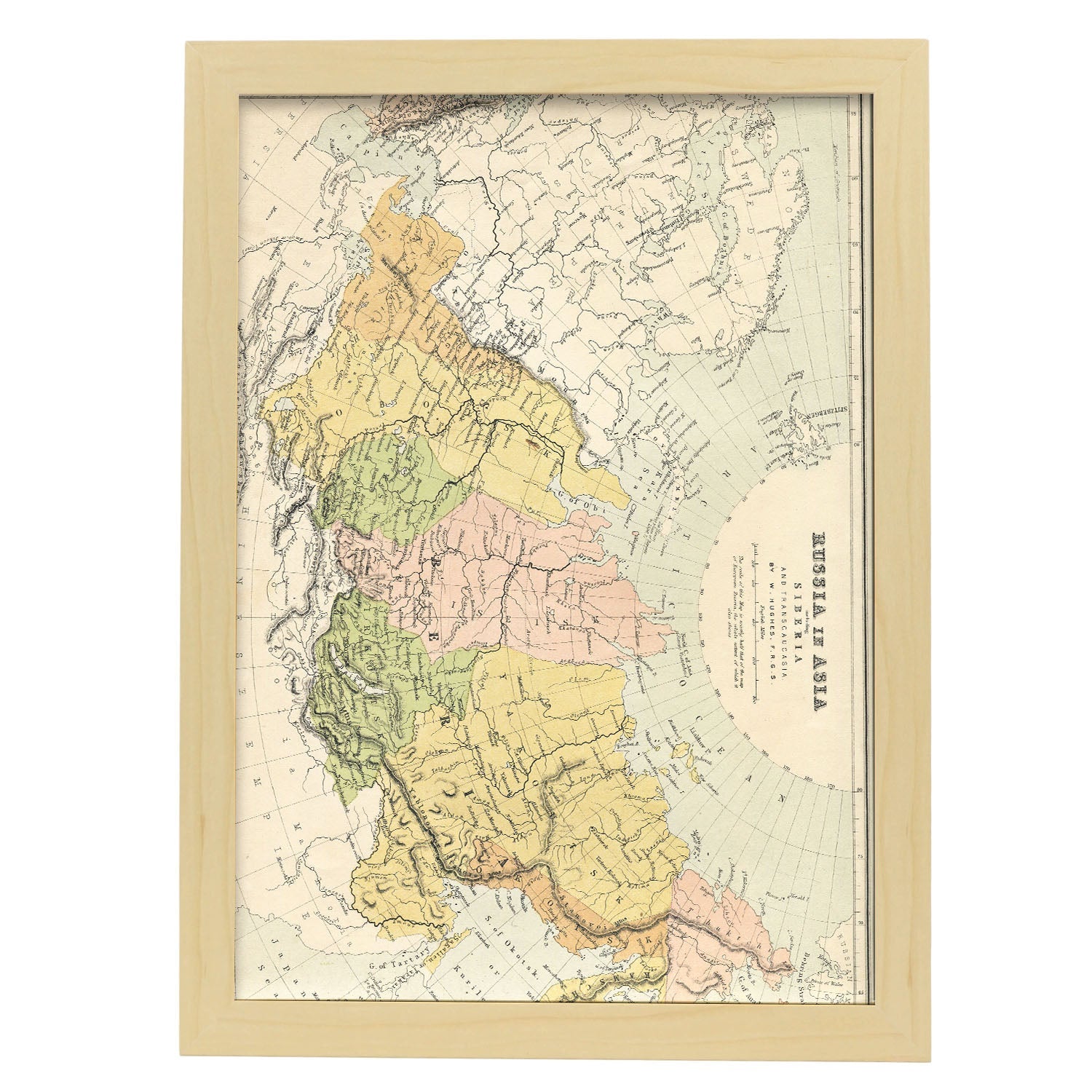 Vintage map of Russia in Europe-Artwork-Nacnic-A3-Marco Madera clara-Nacnic Estudio SL