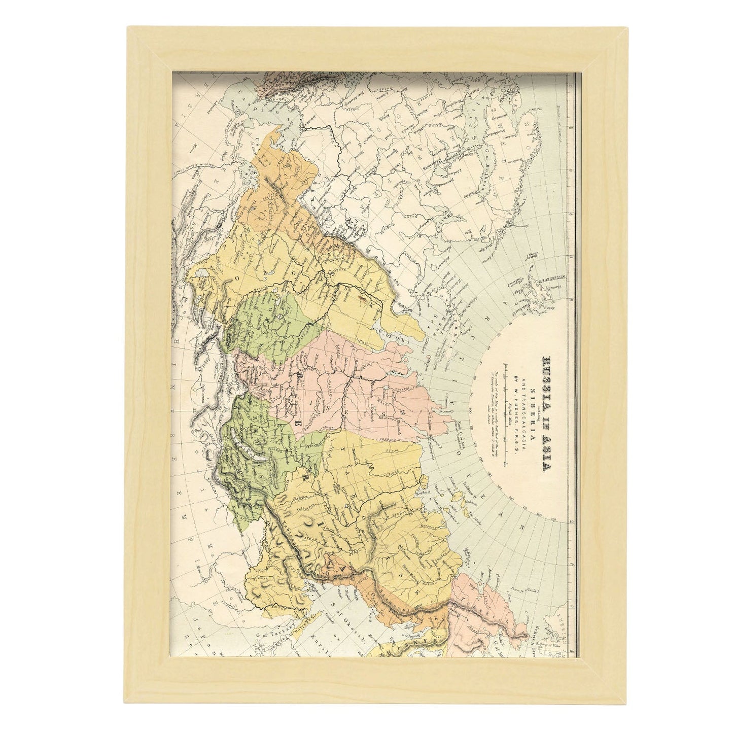 Vintage map of Russia in Europe-Artwork-Nacnic-A4-Marco Madera clara-Nacnic Estudio SL