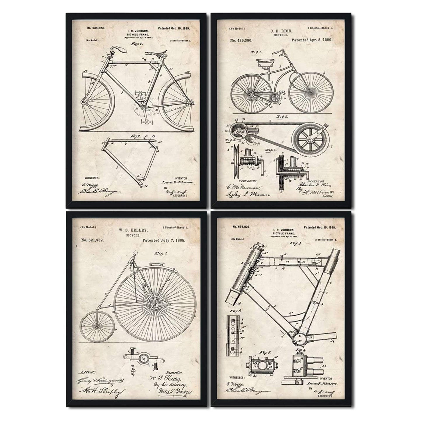 Vintage - Pack de 4 Láminas con Patentes de Armas. Set de Posters con inventos y Patentes Antiguas.-Artwork-Nacnic-Nacnic Estudio SL