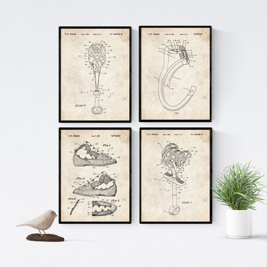 Vintage - Pack de 4 Láminas con Patentes de Escalada. Set de Posters con inventos y Patentes Antiguas.-Artwork-Nacnic-Nacnic Estudio SL