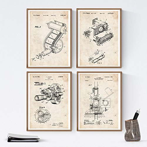 Vintage - Pack de 4 Láminas con Patentes de Fotografía. Set de Posters con inventos y Patentes Antiguas.-Artwork-Nacnic-Nacnic Estudio SL