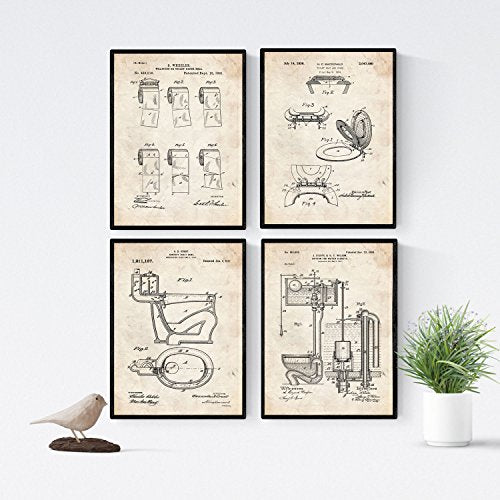 Vintage - Pack de 4 Láminas con Patentes del Vater. Set de Posters con inventos y Patentes Antiguas.-Artwork-Nacnic-Nacnic Estudio SL