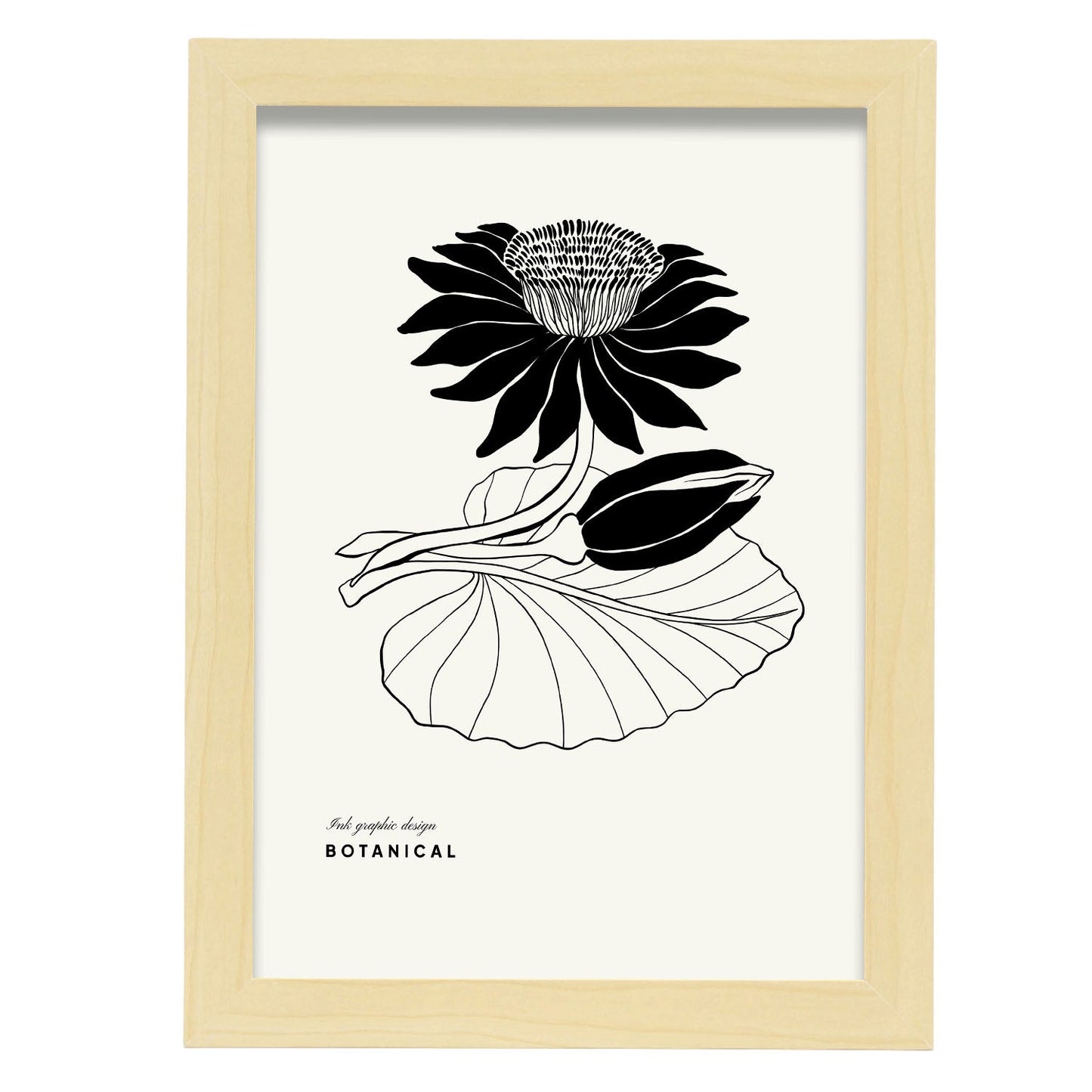 Water Lily-Artwork-Nacnic-A4-Marco Madera clara-Nacnic Estudio SL