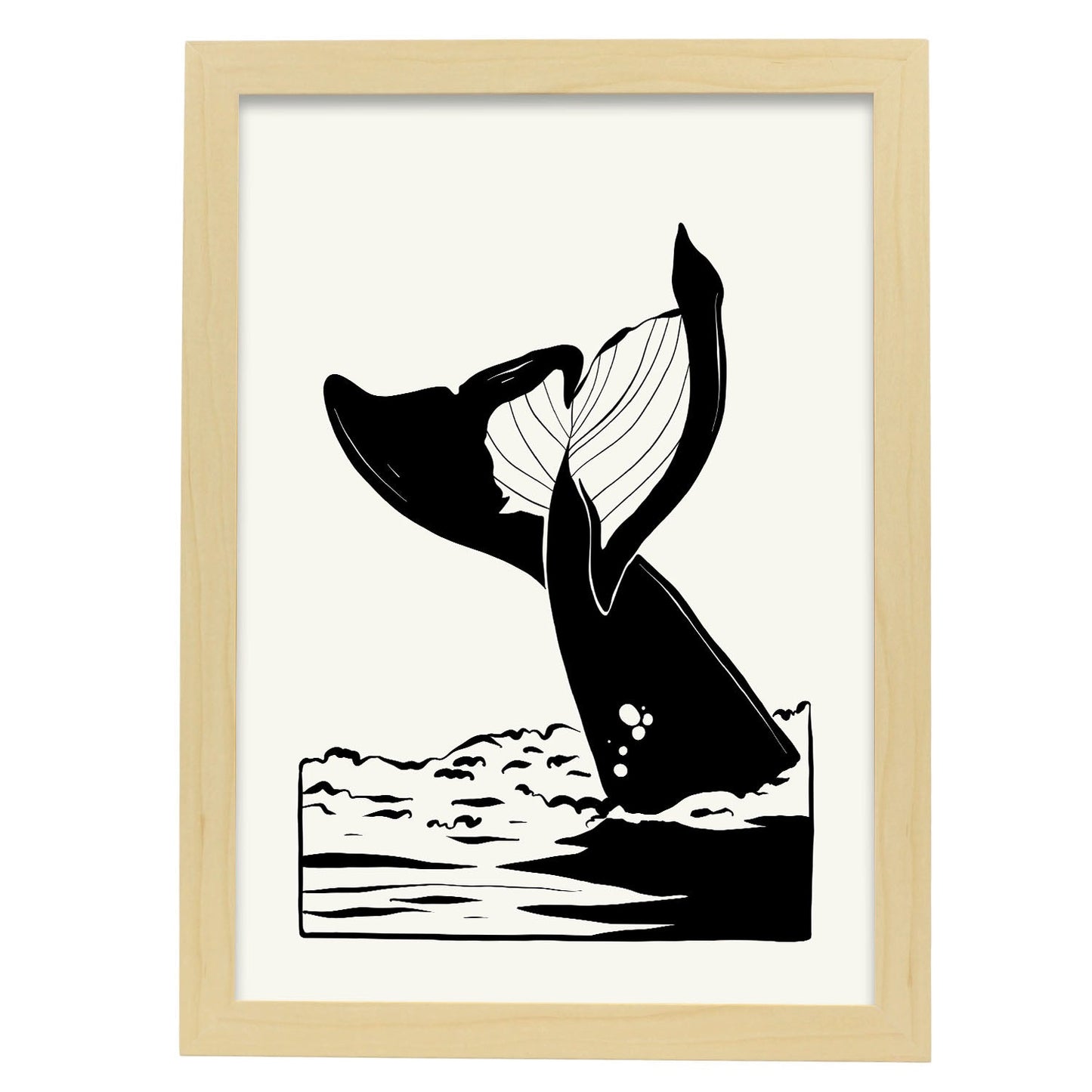 Whale tail-Artwork-Nacnic-A3-Marco Madera clara-Nacnic Estudio SL