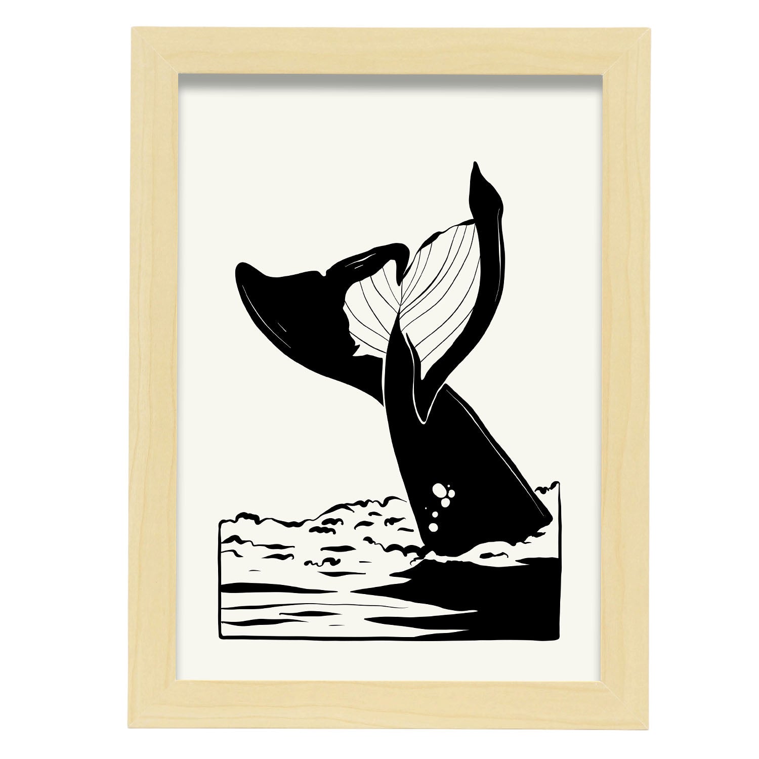 Whale tail-Artwork-Nacnic-A4-Marco Madera clara-Nacnic Estudio SL