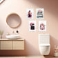 Set de 4 Pósteres de Maquillaje y Cosmética Impresión Belleza Flores, Bolso, Perfume, Lápiz Labial ilustración para decorar las paredes del Inodoro, Tocador, Baño, Vestidor, Salón