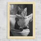 Set de 3 Cuadros Animales Leyendo Periódico En El Inodoro, Gato, Perro, Llama, Póster en Blanco y Negro con Ilustración Impresa en Estilo B/N para Decorar las Paredes del Inodoro, Baño, Lavabo, WC