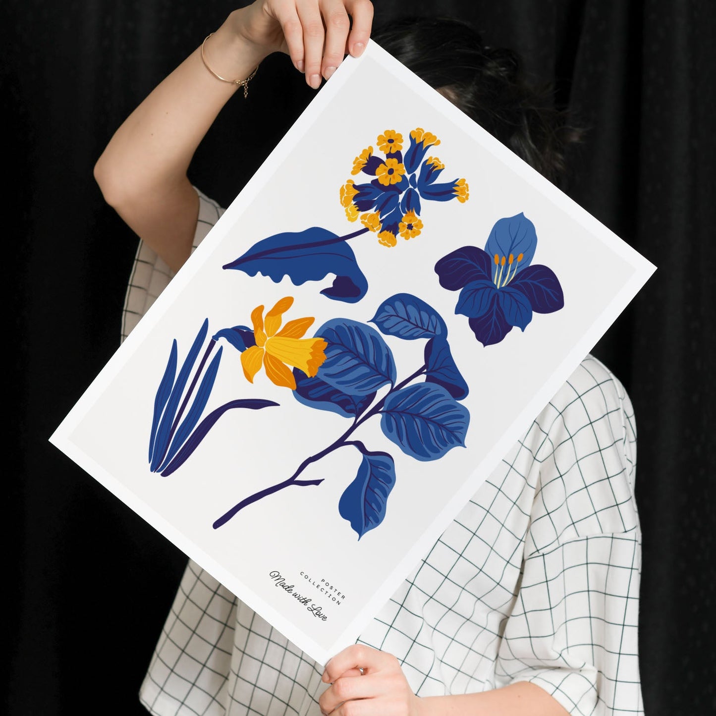 Yellow Flowers Blue Leaves-Artwork-Nacnic-Nacnic Estudio SL