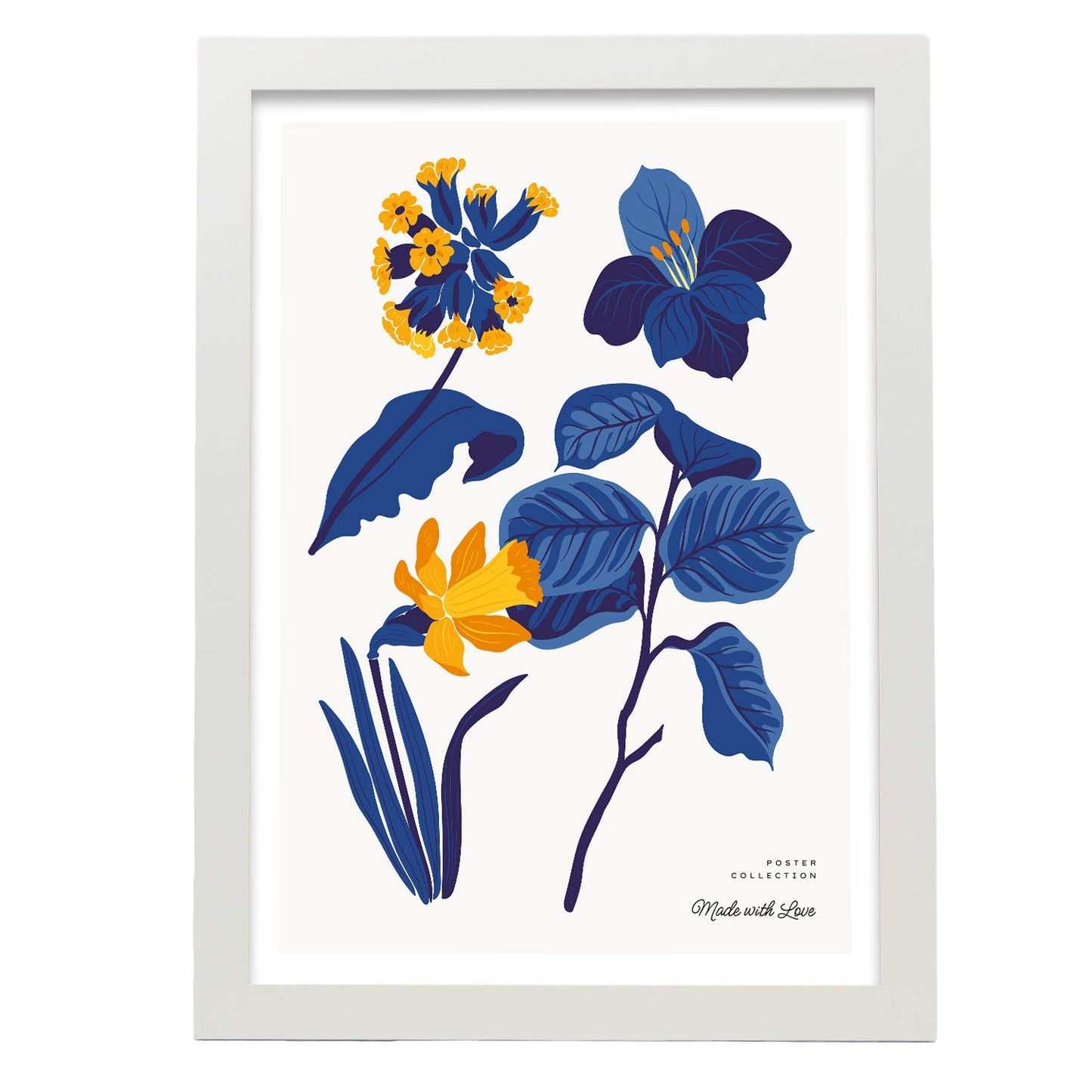 Yellow Flowers Blue Leaves-Artwork-Nacnic-A3-Marco Blanco-Nacnic Estudio SL