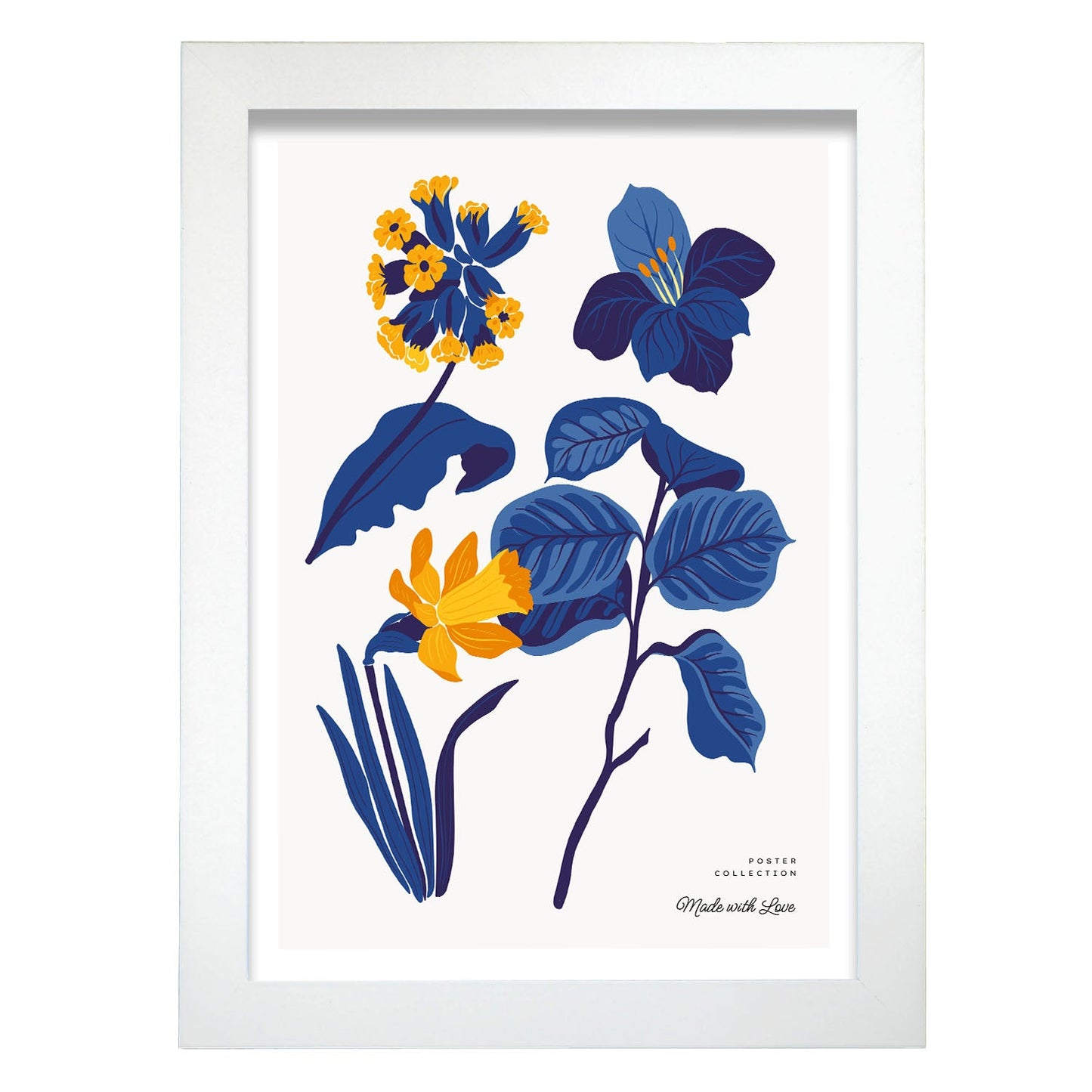 Yellow Flowers Blue Leaves-Artwork-Nacnic-A4-Marco Blanco-Nacnic Estudio SL