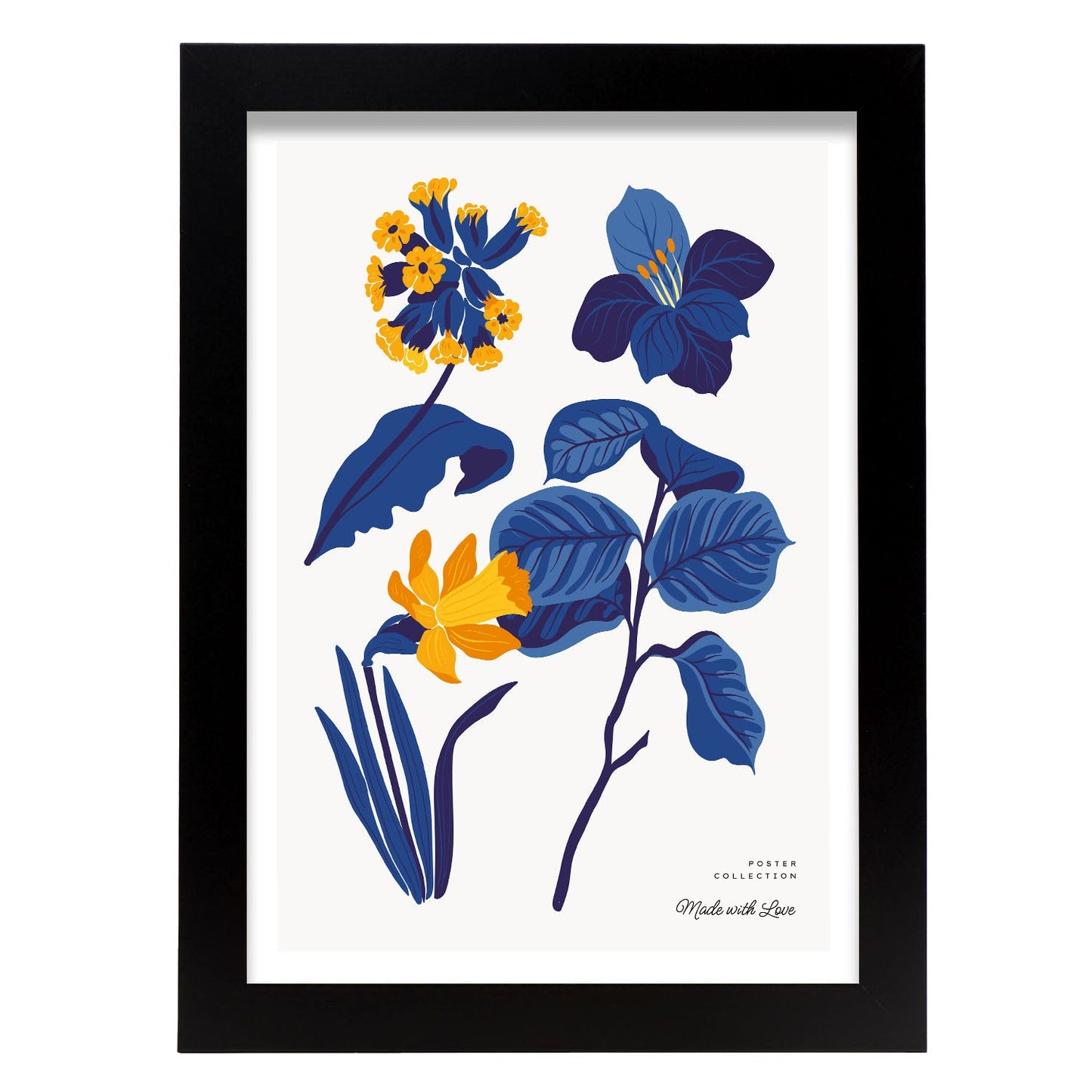 Yellow Flowers Blue Leaves-Artwork-Nacnic-A4-Sin marco-Nacnic Estudio SL