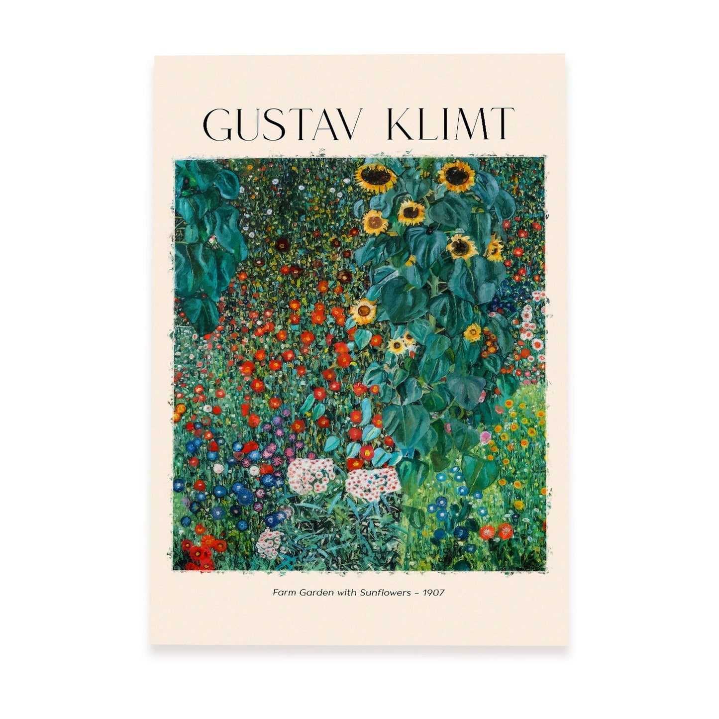 Lámina de Jardín de Granja con Girasol inspirada en Gustav Klimt