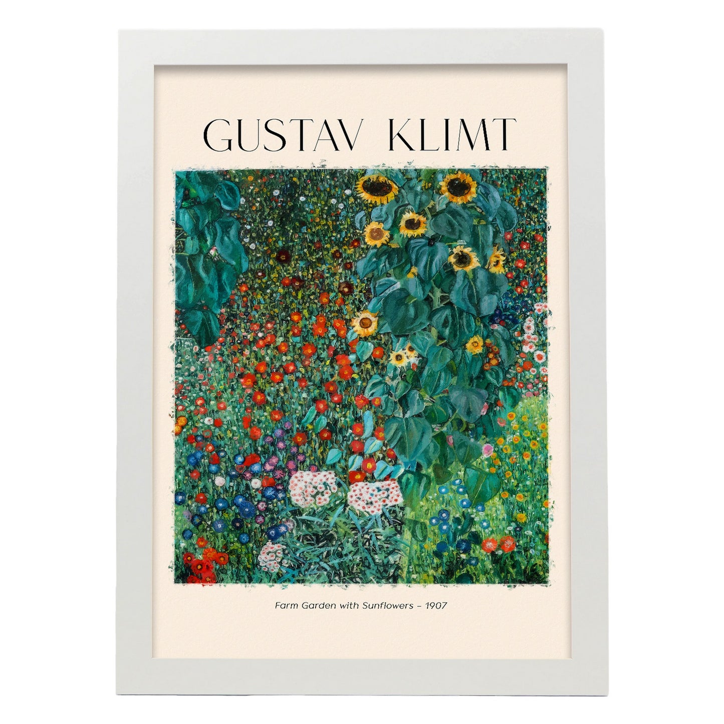 Lámina de Jardín de Granja con Girasol inspirada en Gustav Klimt