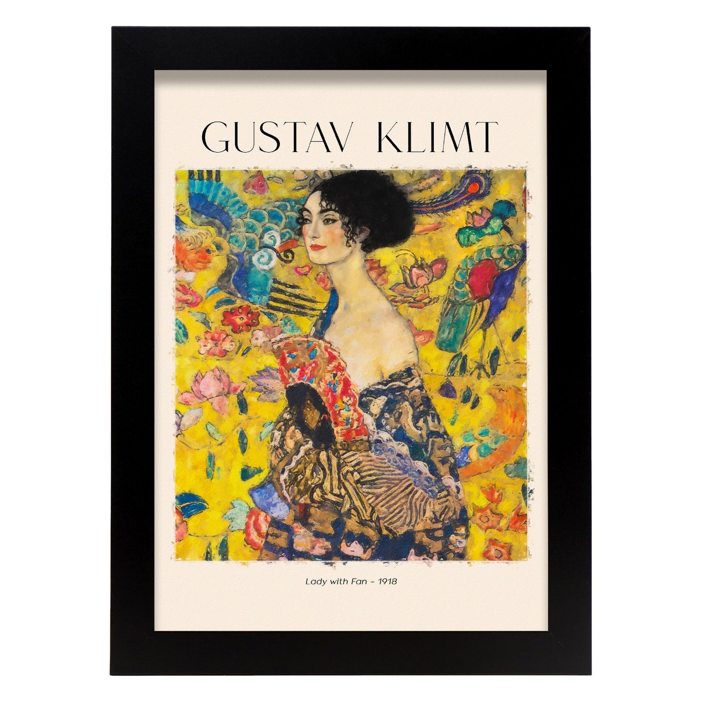 Lámina de Dama con abanico estilo Gustav Klimt