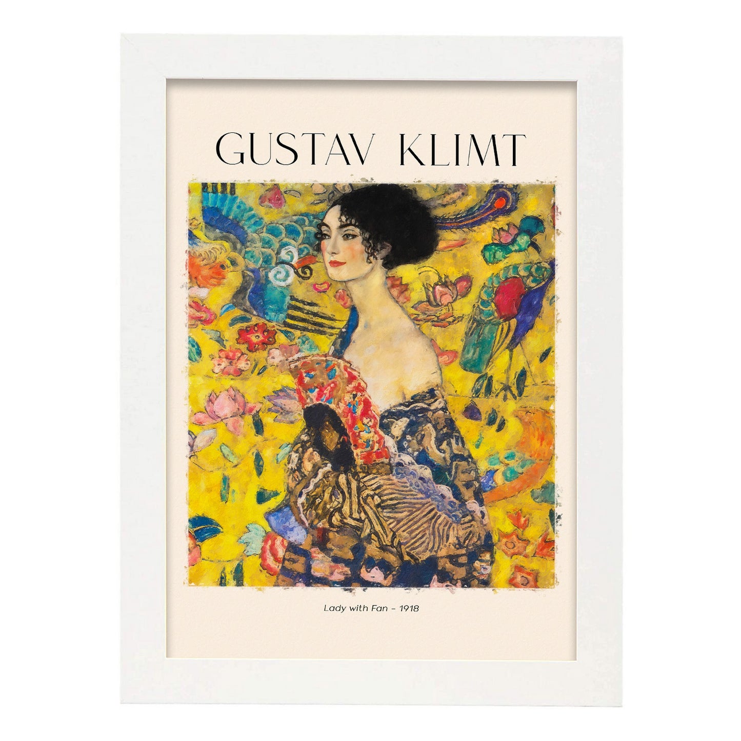 Lámina de Dama con abanico estilo Gustav Klimt
