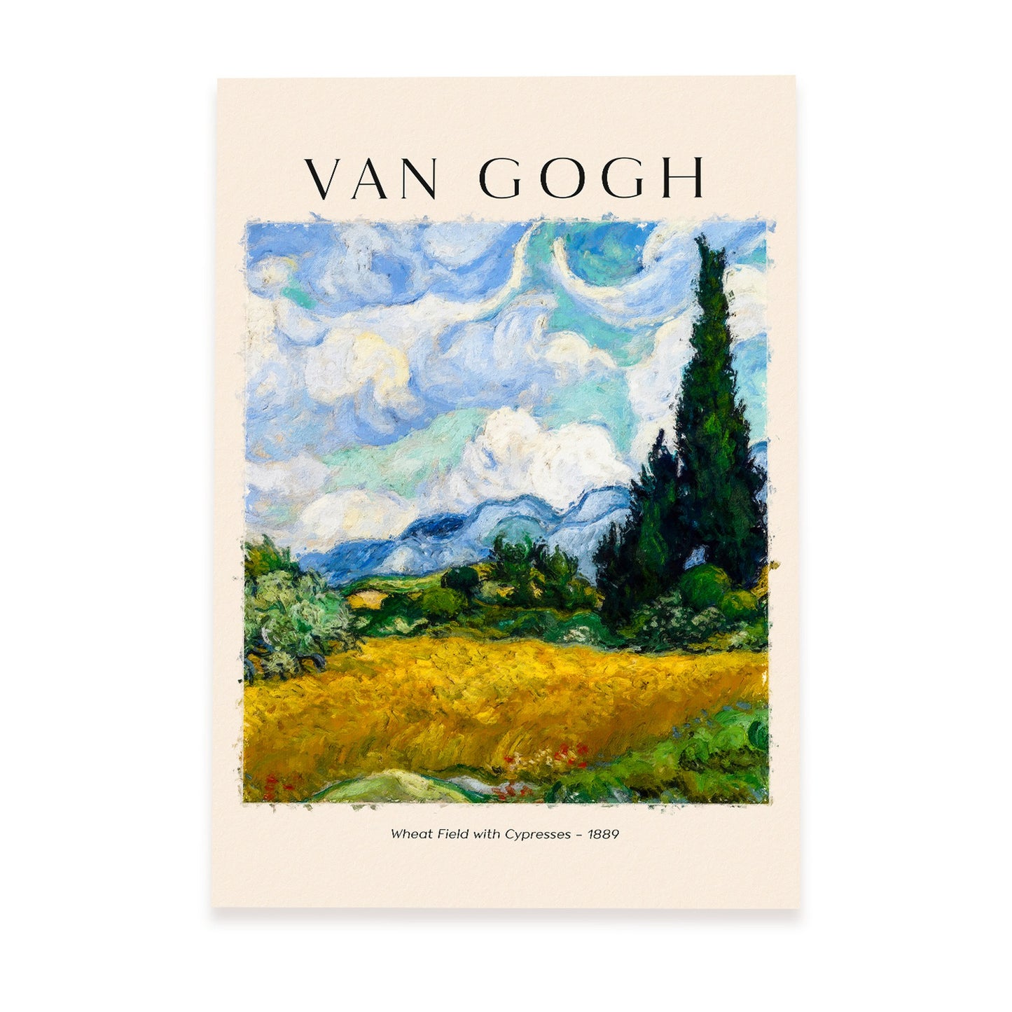 Lámina de Campo en Neumático con Cipreses Inspirada en Van Gogh