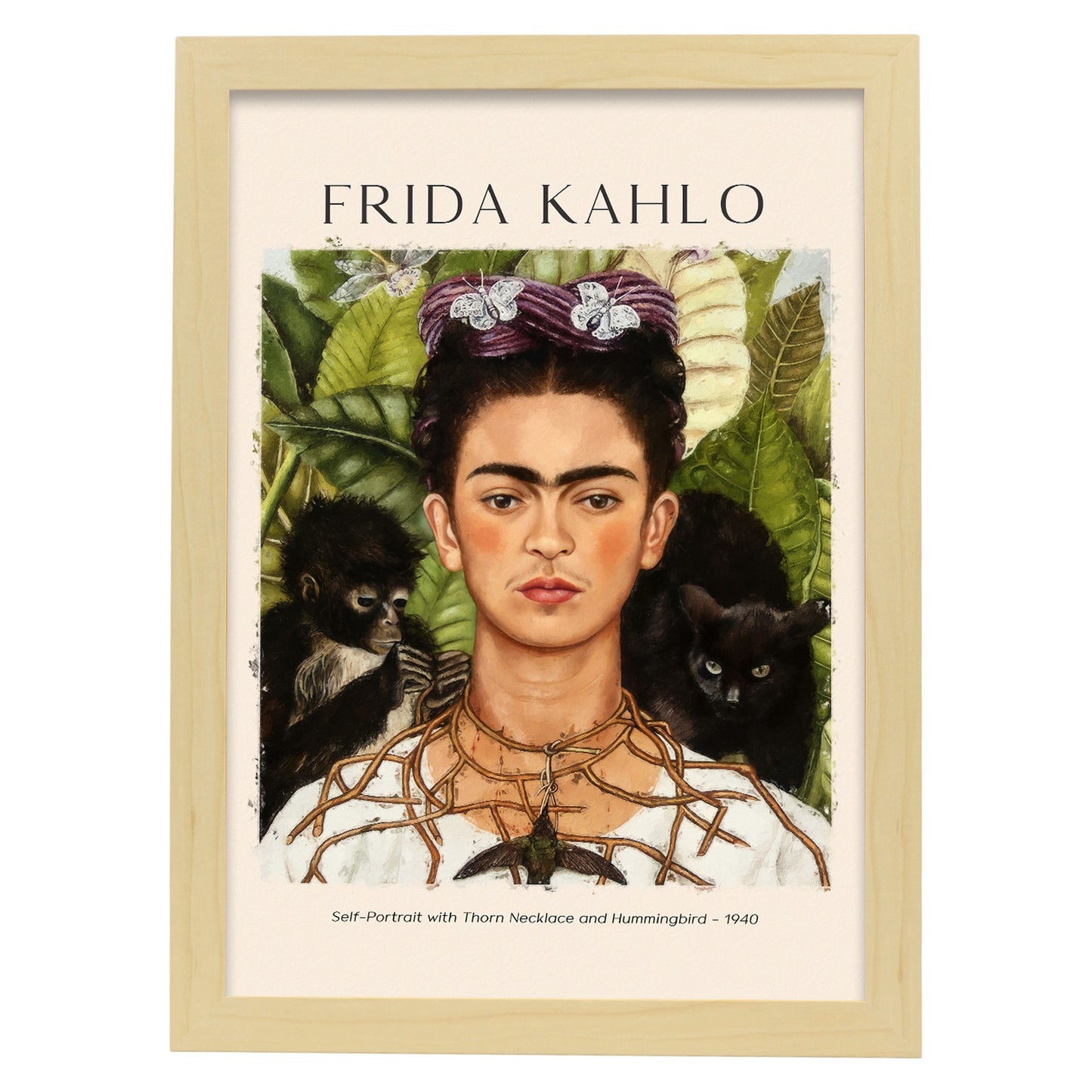 Lámina de Collar de Espina y Colibrí Inspirada en Frida Kahlo