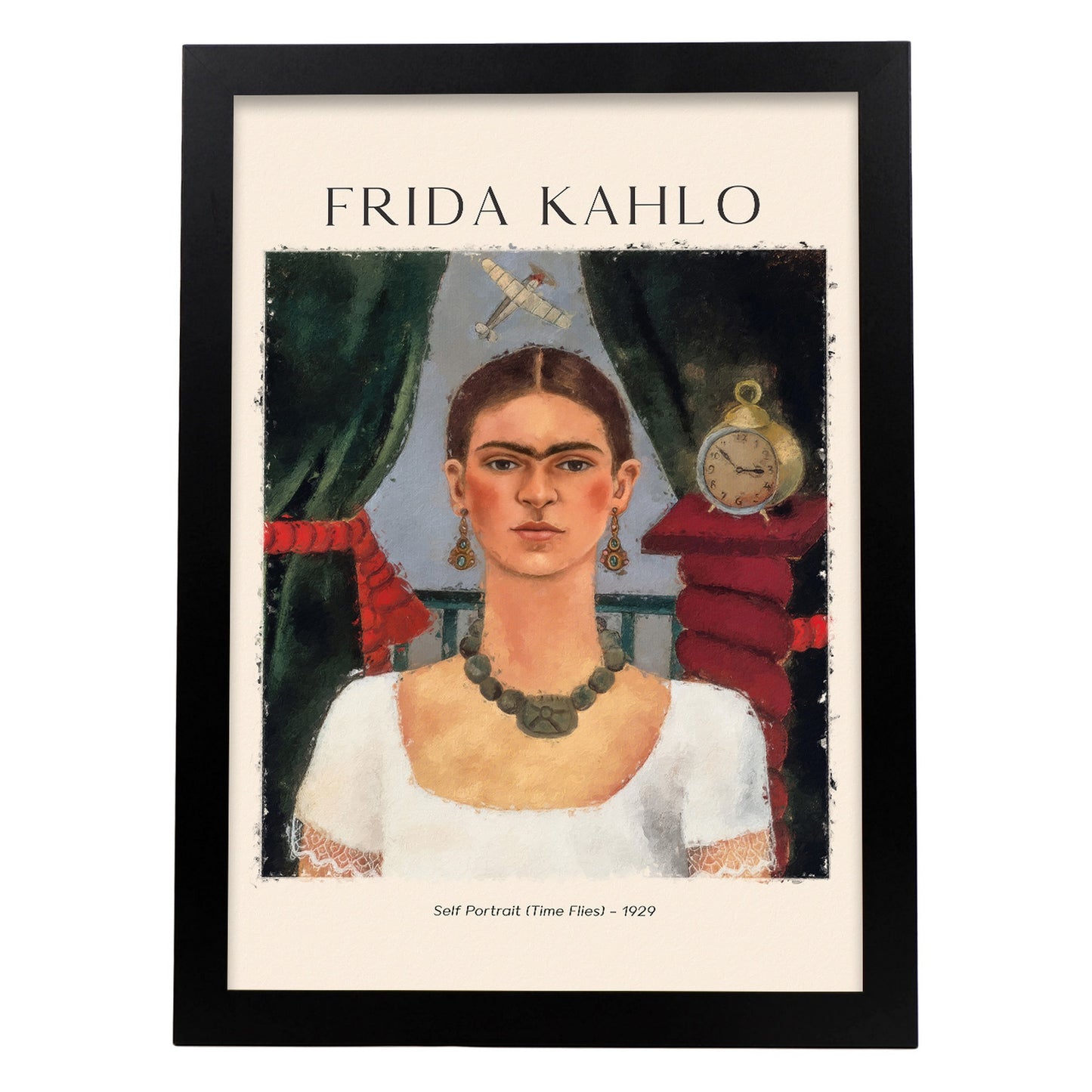 Lámina decorativa inspirada en Frida Kahlo "El tiempo vuela"