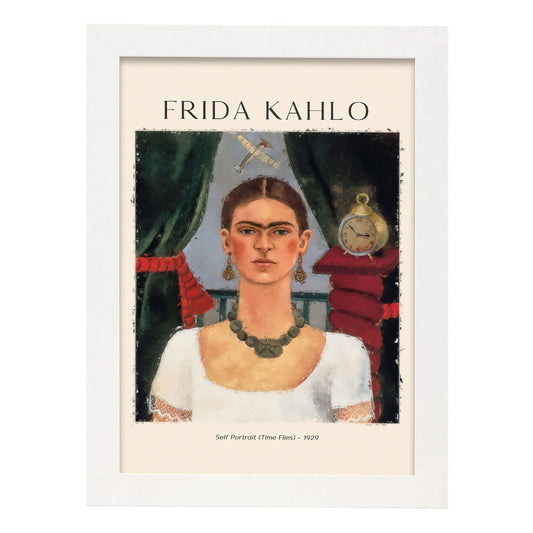 Lámina decorativa inspirada en Frida Kahlo "El tiempo vuela"