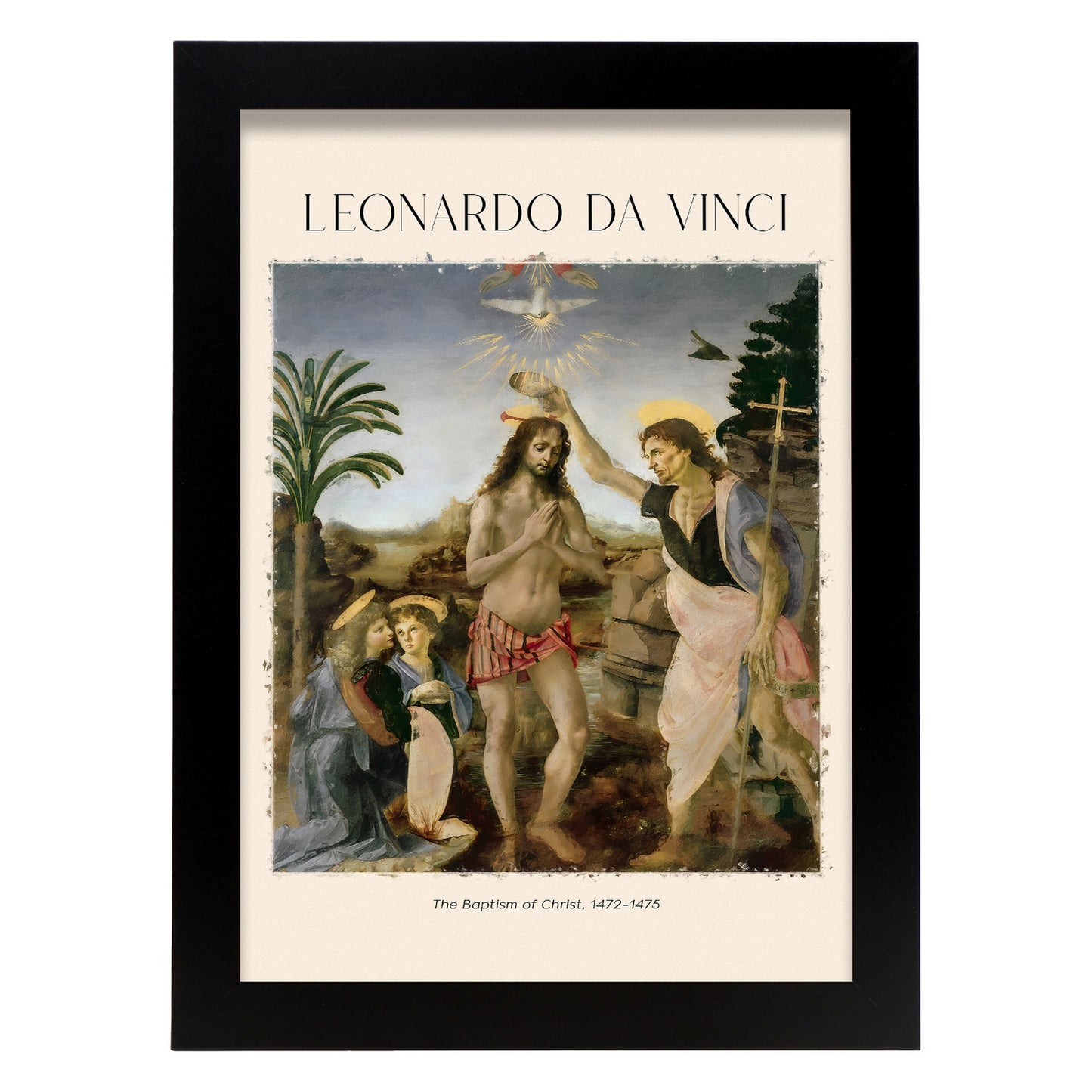Lámina de Bautismo de Cristo inspirada en Leonardo da Vinci