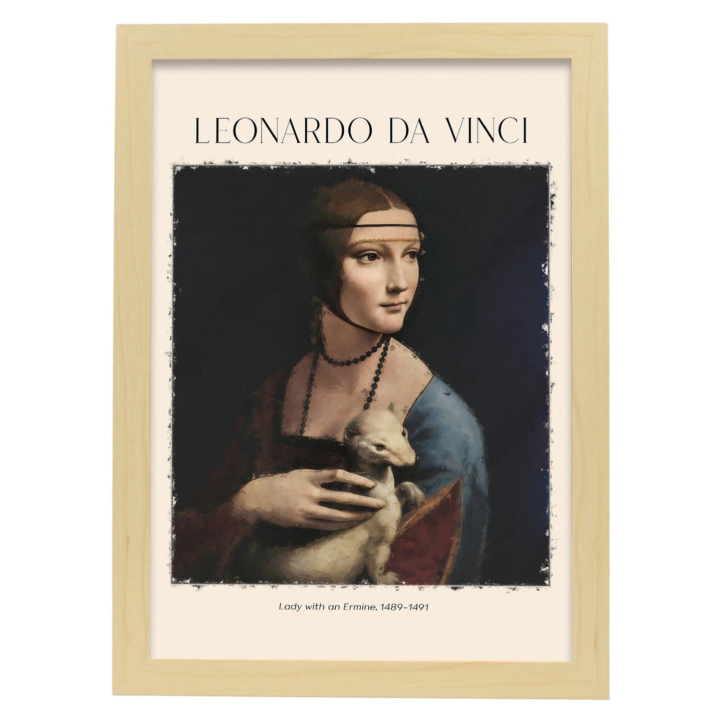 Lámina de Señora con Armiño Inspirada en Leonardo da Vinci