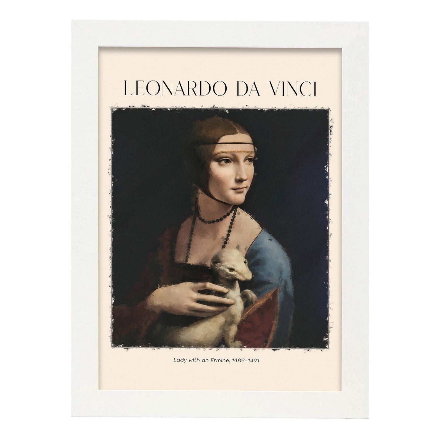 Lámina de Señora con Armiño Inspirada en Leonardo da Vinci