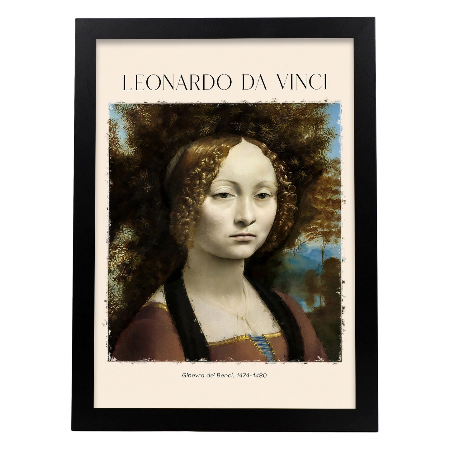 Lámina de Ginevra de Benci inspirada en Leonardo da Vinci